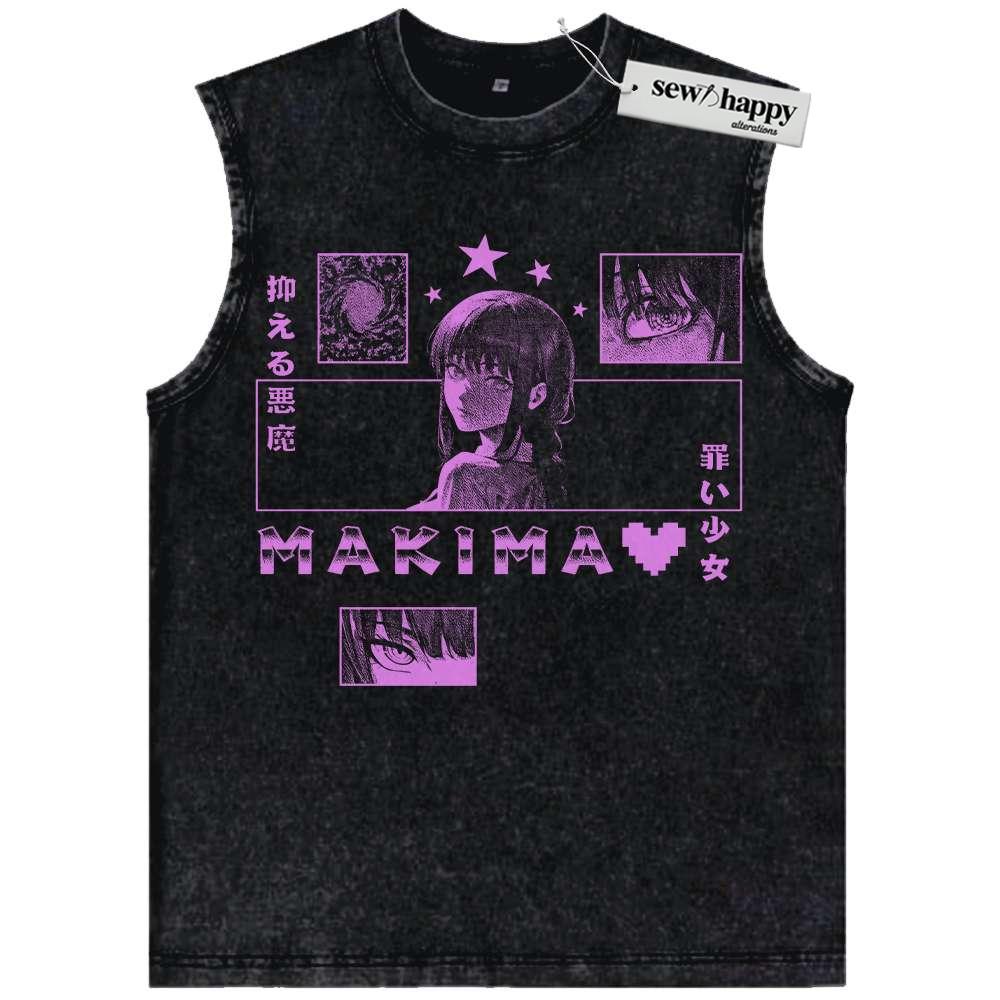 Wash Tank Top Makima Tank Top, Chainsaw Man Tank Top, Anime Tank Top, Vintage Tank Top