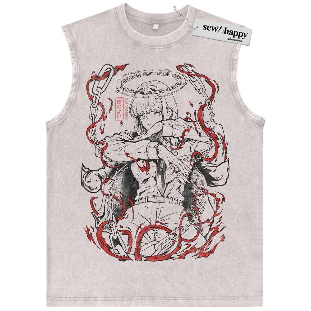 Wash Tank Top Makima Tank Top, Chainsaw Man Tank Top, Anime Tank Top, Vintage Tank Top