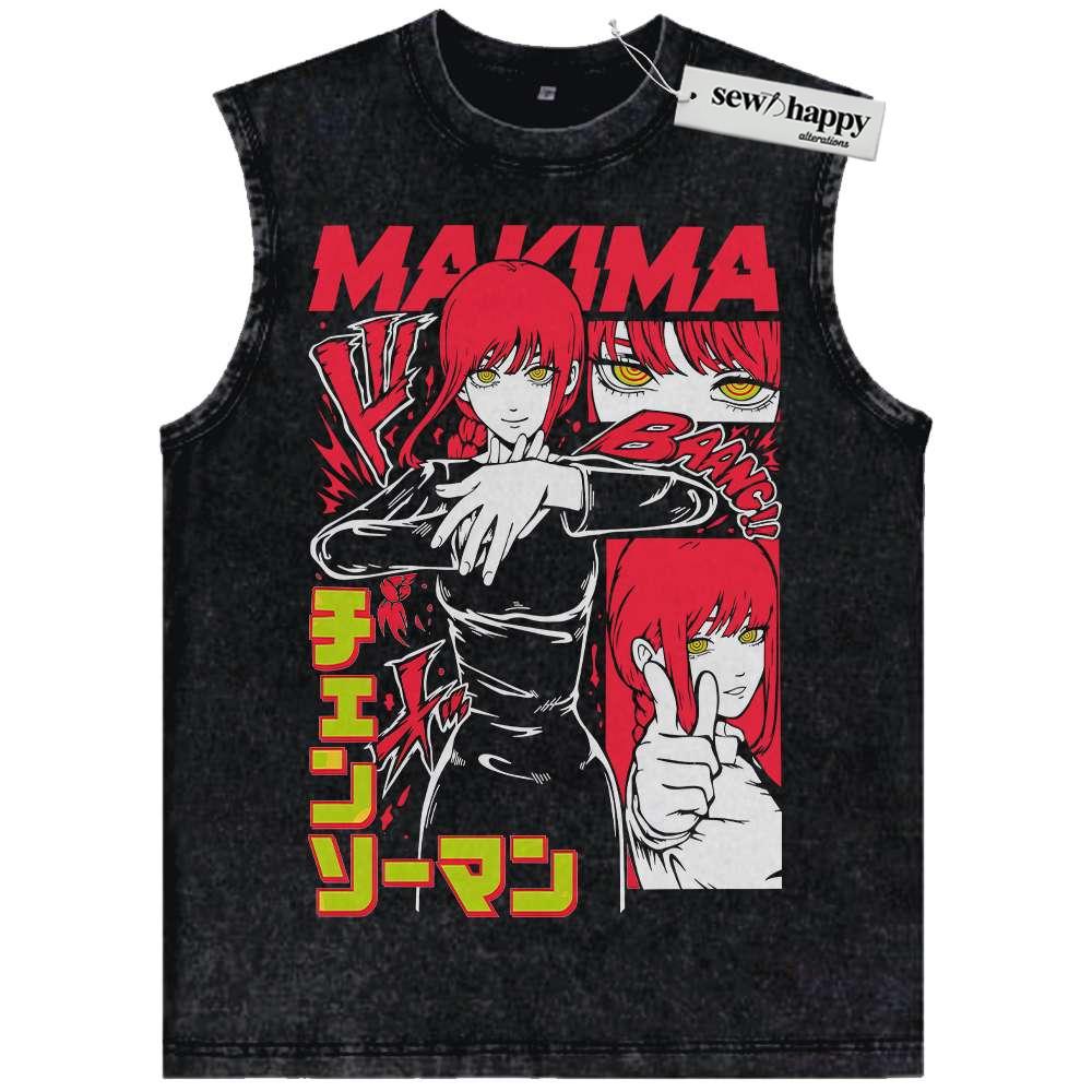 Wash Tank Top Makima Tank Top, Chainsaw Man Tank Top, Anime Tank Top, Vintage Tank Top