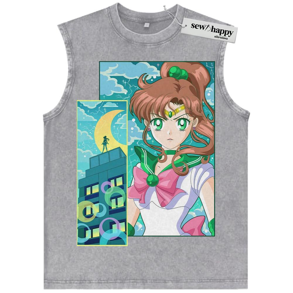 Wash Tank Top Makoto Kino Tank Top, Sailor Jupiter Tank Top, Anime Tank Top, Vintage Tank Top