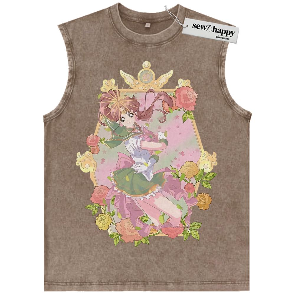 Wash Tank Top Makoto Kino Tank Top, Sailor Jupiter Tank Top, Sailor Moon Tank Top, Anime Tank Top, Vintage Tank Top