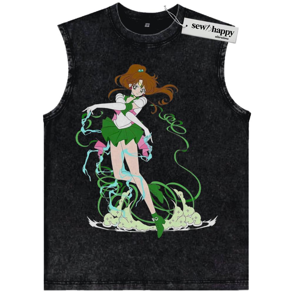 Wash Tank Top Makoto Kino Tank Top, Sailor Jupiter Tank Top, Sailor Moon Tank Top, Anime Tank Top, Vintage Tank Top