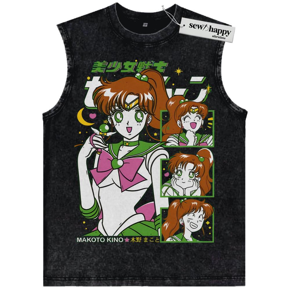 Wash Tank Top Makoto Kino Tank Top, Sailor Jupiter Tank Top, Sailor Moon Tank Top, Anime Tank Top, Vintage Tank Top