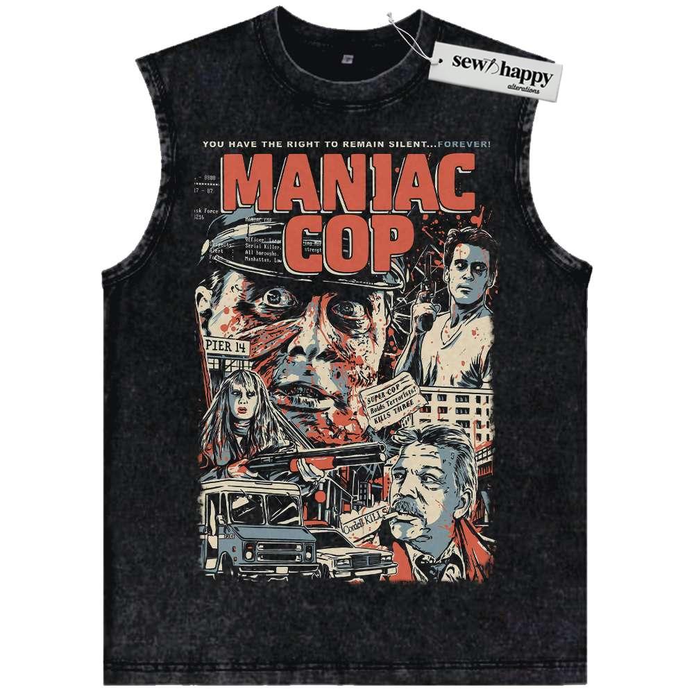 Wash Tank Top Maniac Cop Tank Top, Halloween Tank Top, Horror Movie Tank Top, Vintage Tank Top