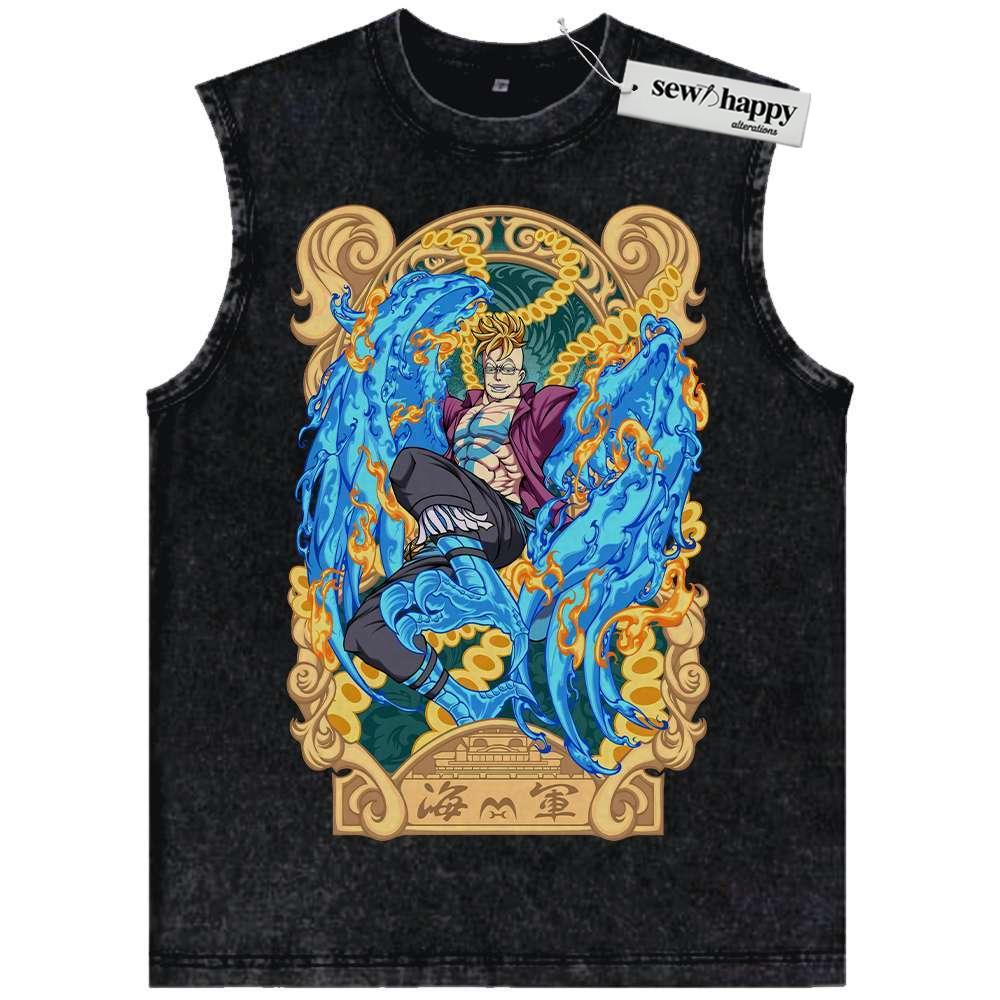 Wash Tank Top Marco Tank Top, One Piece Tank Top, Anime Tank Top, Vintage Tank Top