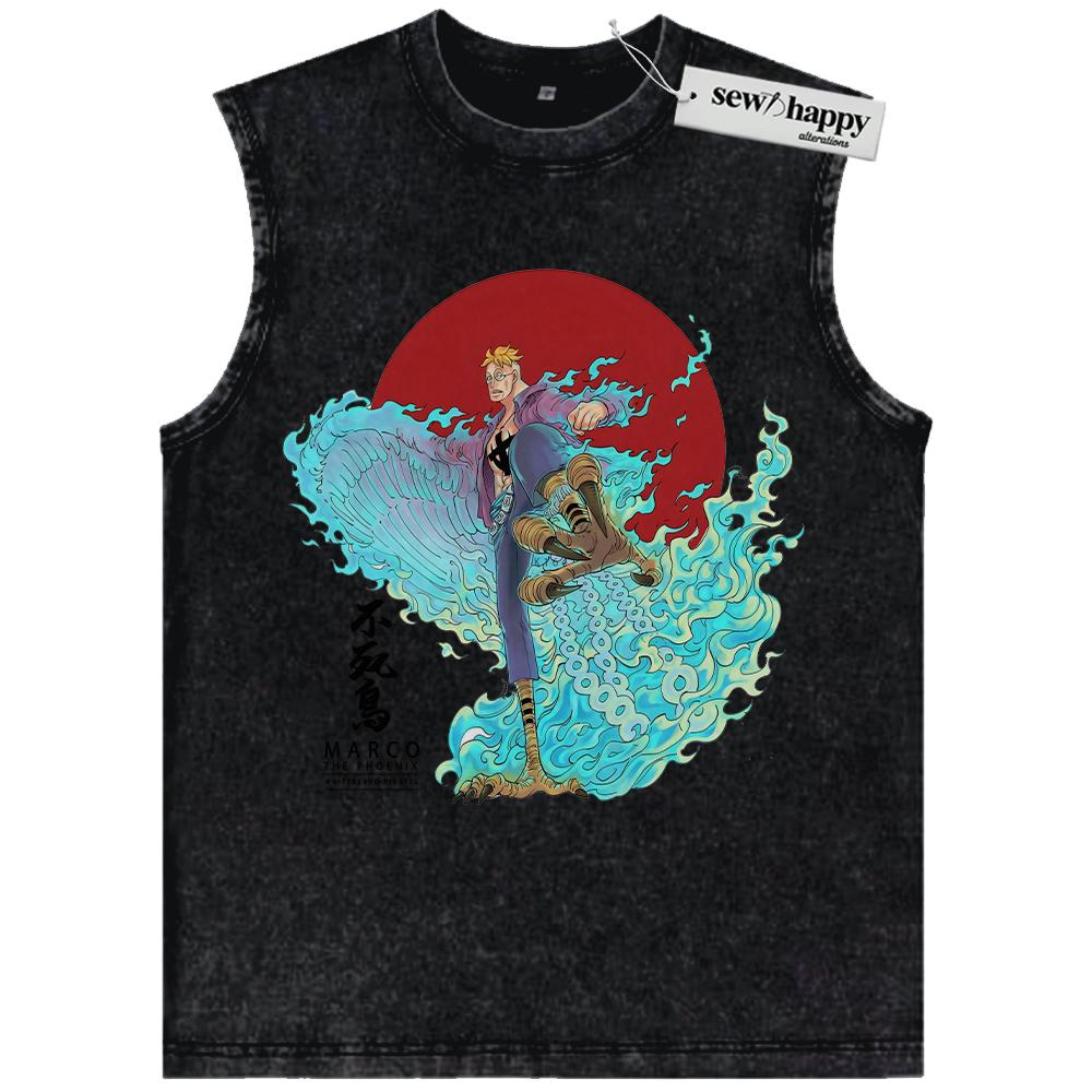 Wash Tank Top Marco Tank Top, One Piece Tank Top, Anime Tank Top, Vintage Tank Top
