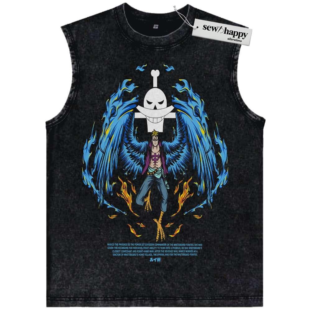 Wash Tank Top Marco Tank Top, One Piece Tank Top, Anime Tank Top, Vintage Tank Top
