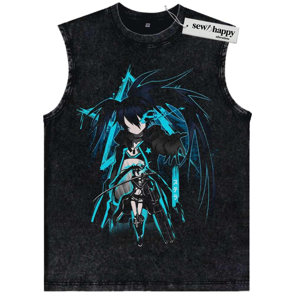 Wash Tank Top Mato Kuroi Tank Top, Black Rock Shooter Tank Top, Anime Tank Top, Vintage Tank Top