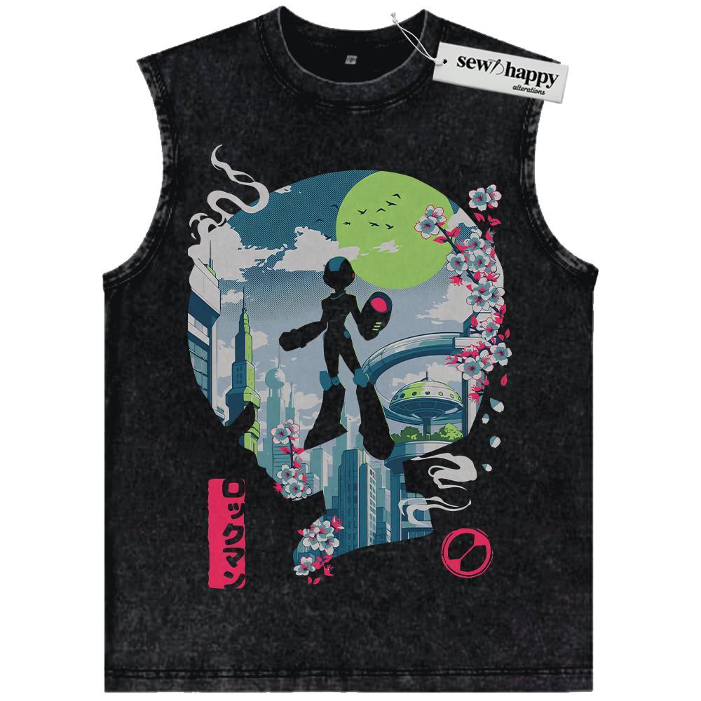 Wash Tank Top Mega Man Tank Top, Game Tank Top, Vintage Tank Top