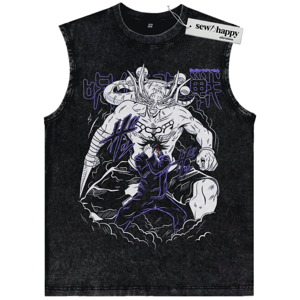 Wash Tank Top Megumi Fushiguro Shirt, Mahoraga Shirt, Jujutsu Kaisen Shirt, Anime Shirt, Vintage T-Shirt