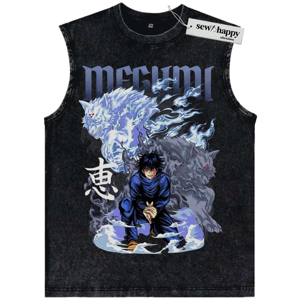 Wash Tank Top Megumi Fushiguro Tank Top, Jujutsu Kaisen Tank Top, Anime Tank Top, Vintage Tank Top