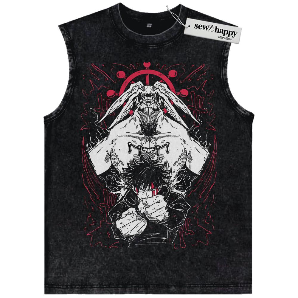 Wash Tank Top Megumi Fushiguro Tank Top, Mahoraga Tank Top, Jujutsu Kaisen Tank Top, Anime Tank Top, Vintage Tank Top