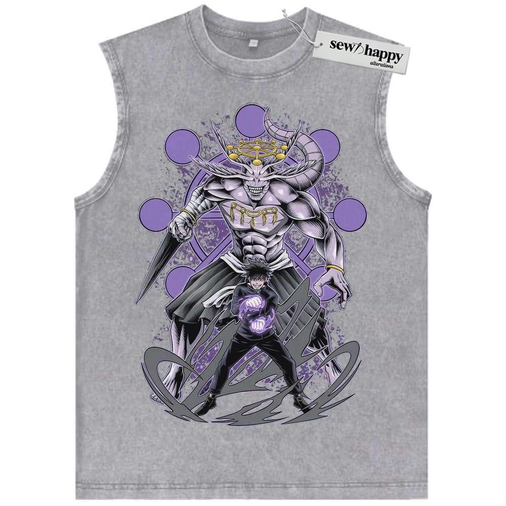 Wash Tank Top Megumi Fushiguro vs Mahoraga Tank Top, Jujutsu Kaisen Tank Top, Anime Tank Top, Vintage Tank Top