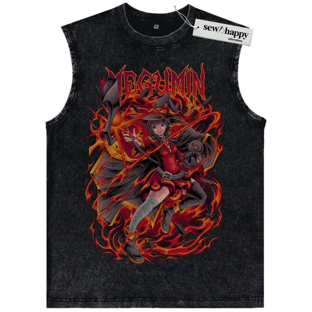 Wash Tank Top Megumin Tank Top, Konosuba Tank Top, Anime Tank Top, Vintage Tank Top