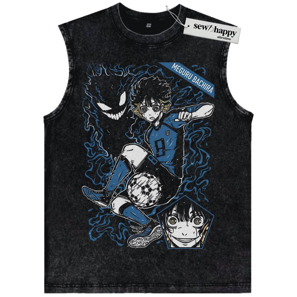 Wash Tank Top Meguru Bachira Tank Top, Blue Lock Tank Top, Anime Tank Top, Vintage Tank Top