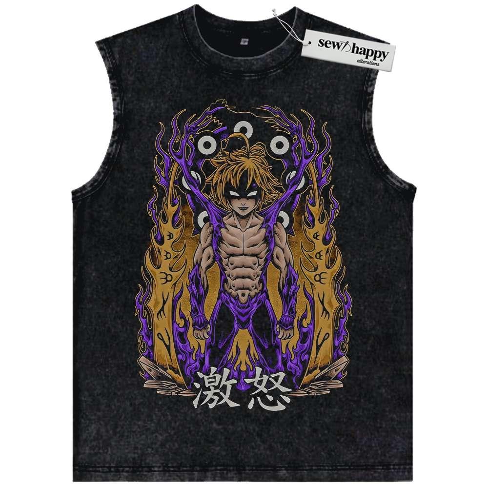 Wash Tank Top Meliodas Tank Top, Seven Deadly Sins Tank Top, Anime Tank Top, Vintage Tank Top