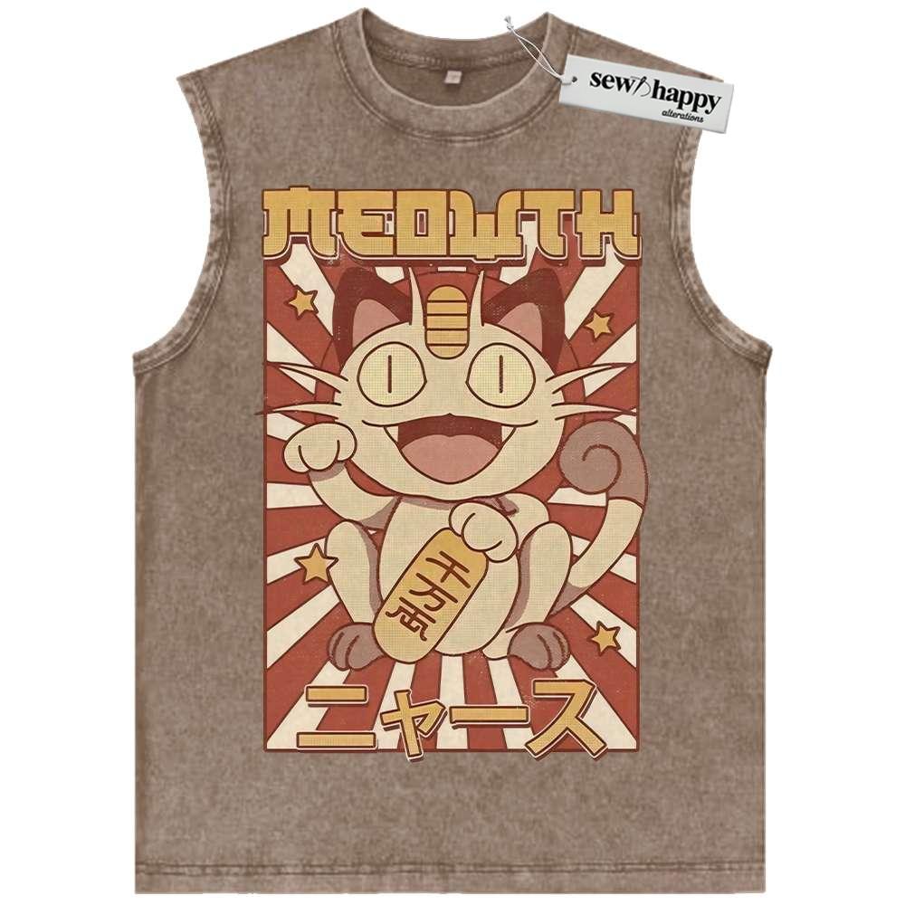Wash Tank Top Meowth Tank Top, Pokemon Tank Top, PKM Tank Top, Anime Tank Top, Vintage Tank Top