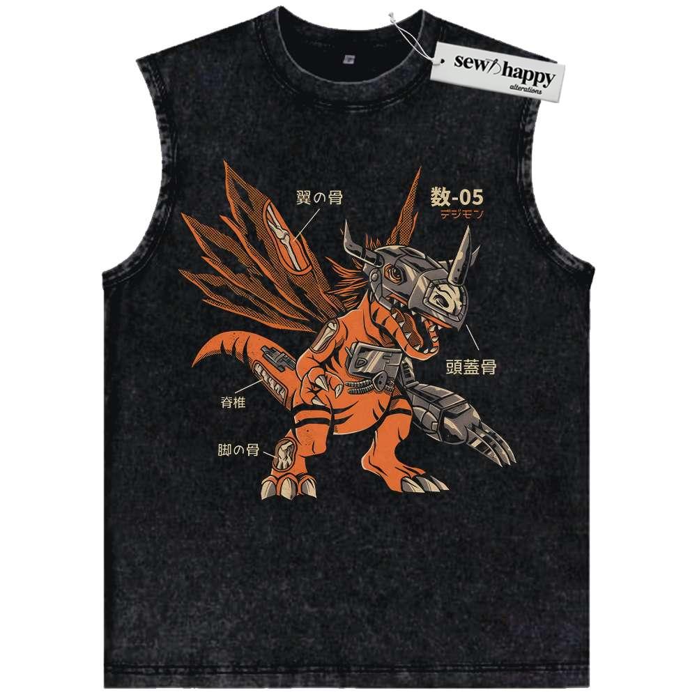 Wash Tank Top MetalGreymon Tank Top, Digimon Adventure Tank Top, Anime Tank Top, Vintage Tank Top