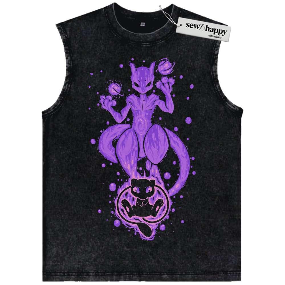 Wash Tank Top Mewtwo Tank Top, Mew Tank Top, Pokemon Tank Top, Anime Tank Top, Vintage Tank Top