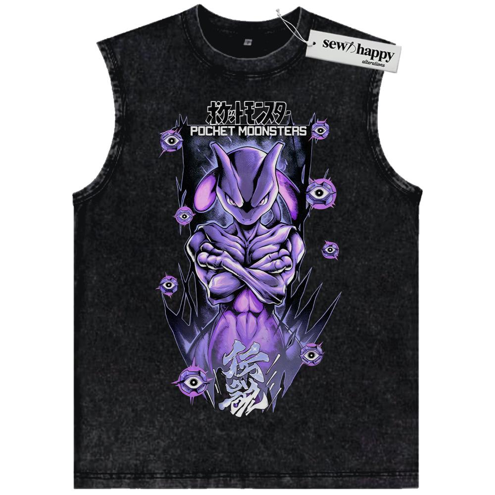Wash Tank Top Mewtwo Tank Top, Pokemon Tank Top, Anime Tank Top, Vintage Tank Top