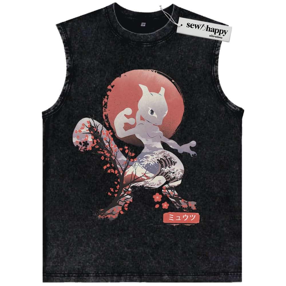 Wash Tank Top Mewtwo Tank Top, Pokemon Tank Top, Anime Tank Top, Vintage Tank Top