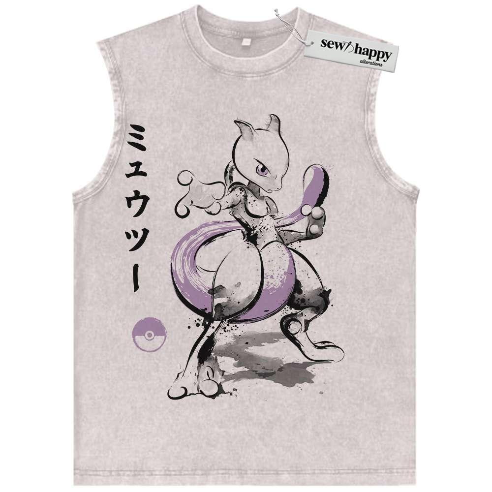 Wash Tank Top Mewtwo Tank Top, Pokemon Tank Top, Anime Tank Top, Vintage Tank Top