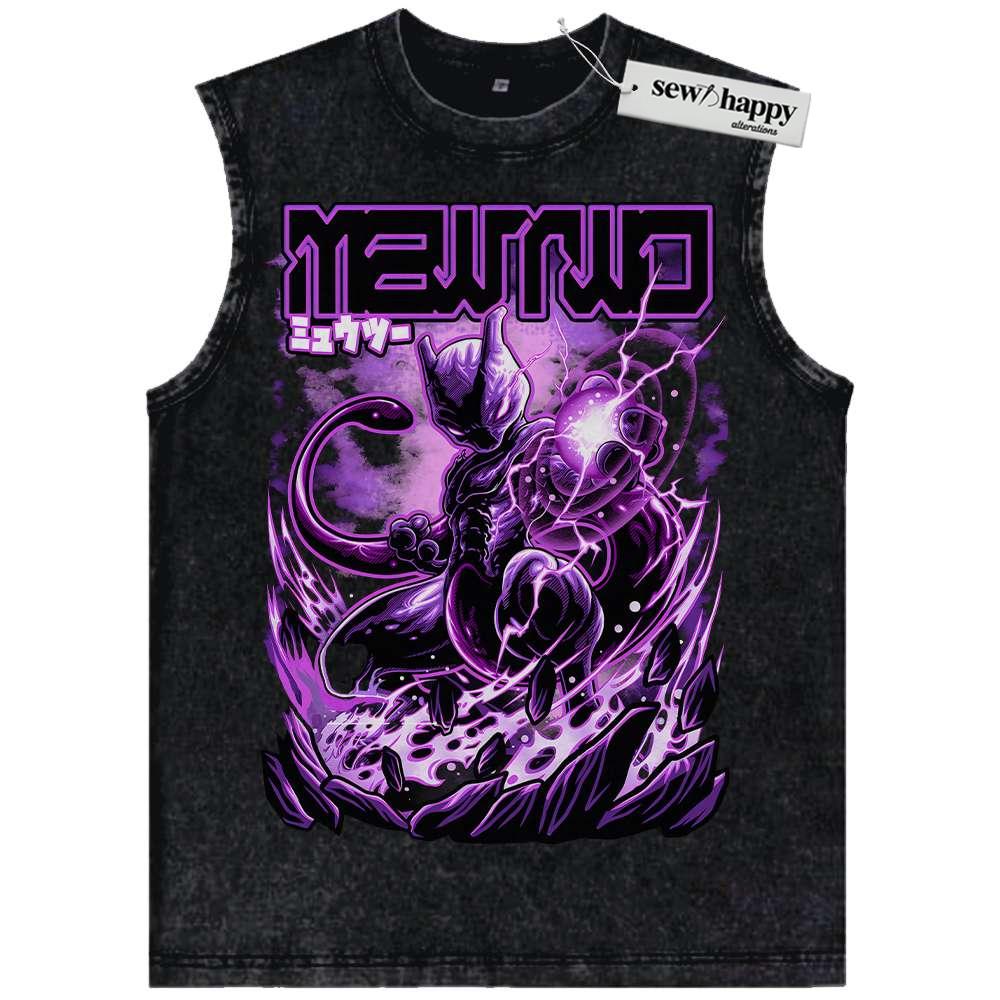 Wash Tank Top Mewtwo Tank Top, Pokemon Tank Top, Anime Tank Top, Vintage Tank Top
