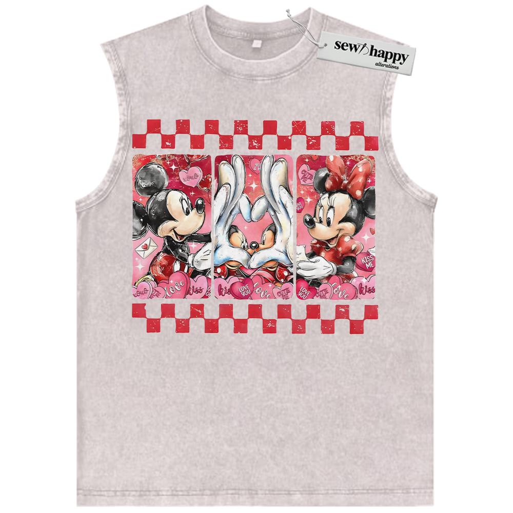 Wash Tank Top Mickey Mouse Tank Top, Valentine Tank Top, Animated Tank Top, Vintage Tank Top