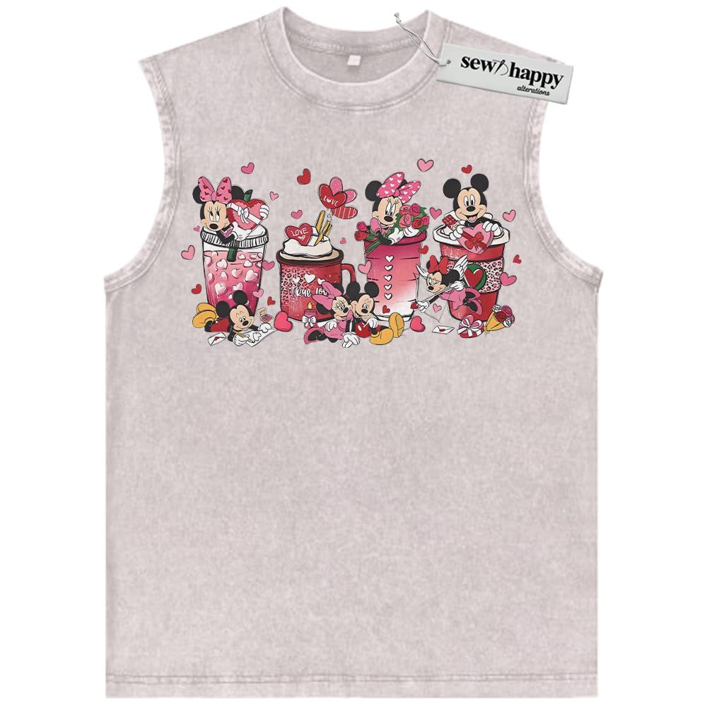 Wash Tank Top Mickey Mouse Tank Top, Valentine’s Day Tank Top, Animated Tank Top, Vintage Tank Top