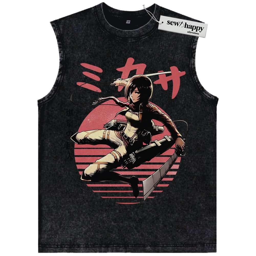 Wash Tank Top Mikasa Ackerman Tank Top, Attack on Titan Tank Top, AOT Tank Top, Anime Tank Top, Vintage Tank Top