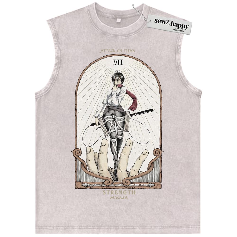 Wash Tank Top Mikasa Ackerman Tank Top, Attack On Titan Tank Top, AOT Tank Top, Anime Tank Top, Vintage Tank Top