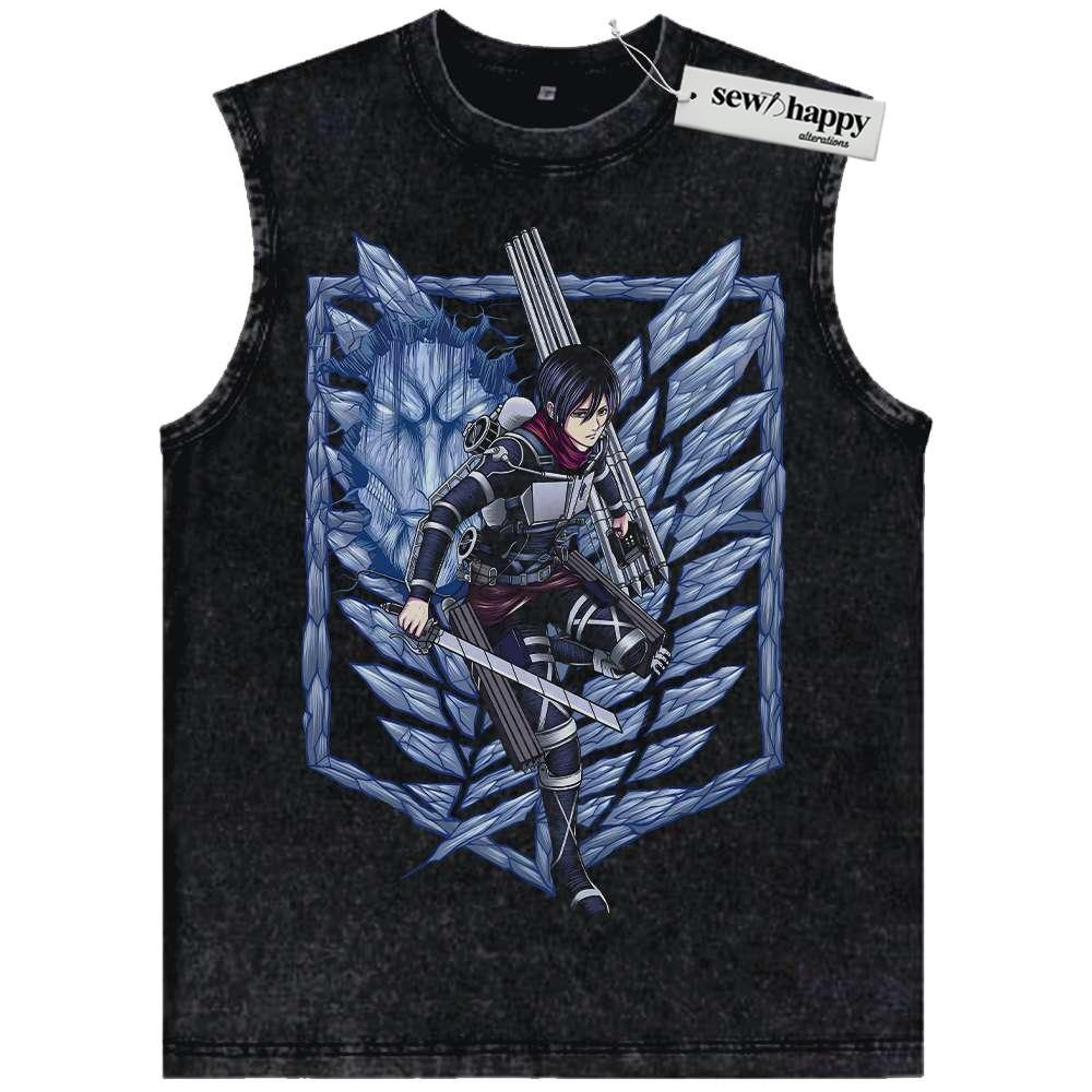 Wash Tank Top Mikasa Ackerman Tank Top, Attack On Titan Tank Top, AOT Tank Top, Anime Tank Top, Vintage Tank Top