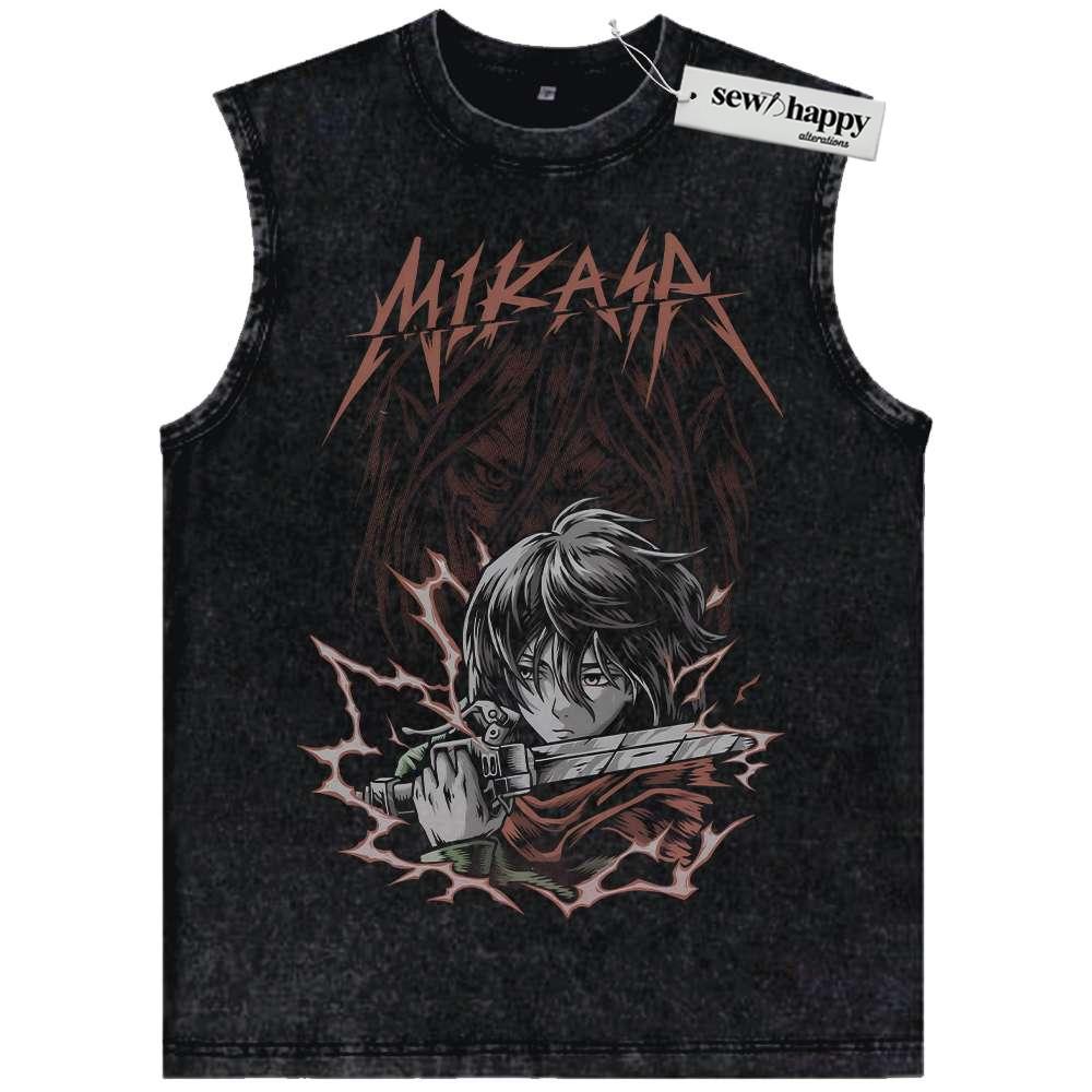 Wash Tank Top Mikasa Ackerman Tank Top, Attack On Titan Tank Top, AOT Tank Top, Anime Tank Top, Vintage Tank Top