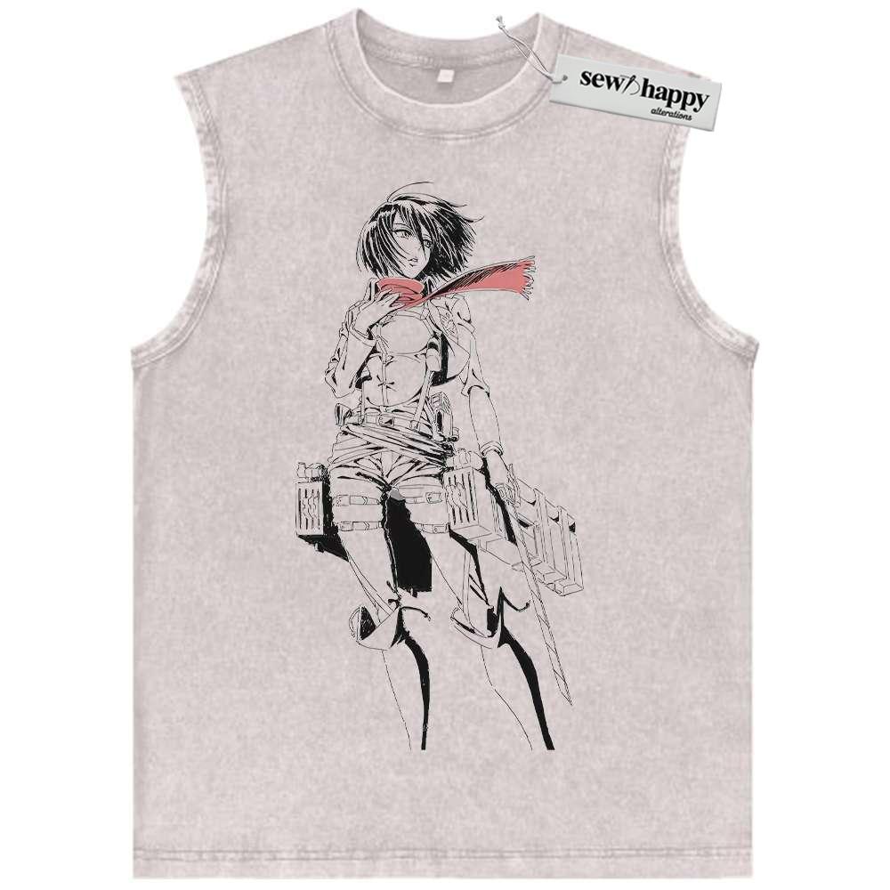 Wash Tank Top Mikasa Ackerman Tank Top, Attack On Titan Tank Top, AOT Tank Top, Anime Tank Top, Vintage Tank Top
