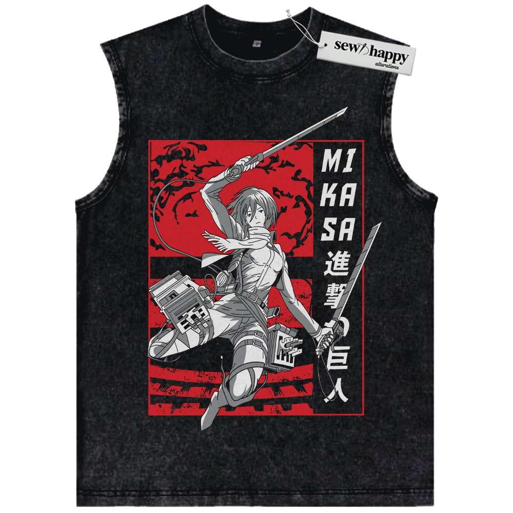 Wash Tank Top Mikasa Ackerman Tank Top, Attack On Titan Tank Top, AOT Tank Top, Anime Tank Top, Vintage Tank Top