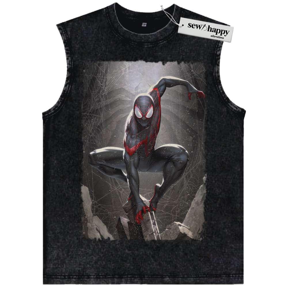 Wash Tank Top Miles Morales Tank Top, Spider-Man Tank Top, Marvel Comics Tank Top, Vintage Tank Top