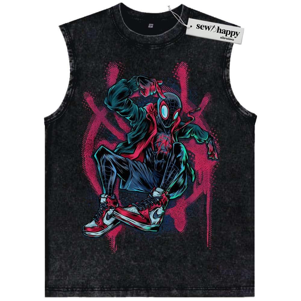 Wash Tank Top Miles Morales Tank Top, Spider-Man Tank Top, Marvel Comics Tank Top, Vintage Tank Top
