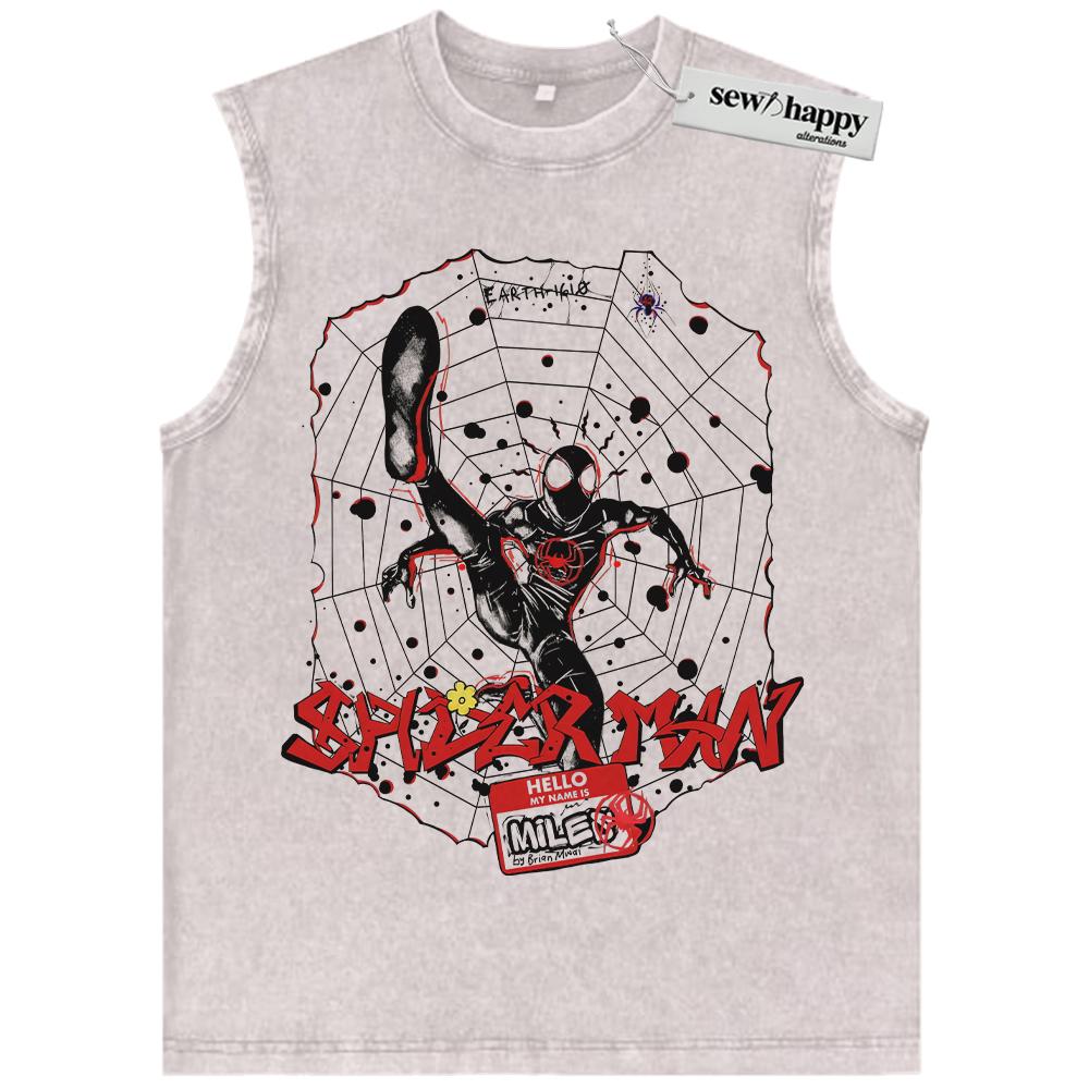 Wash Tank Top Miles Morales Tank Top, Spider Man Tank Top, Marvel Comics Tank Top, Vintage Tank Top