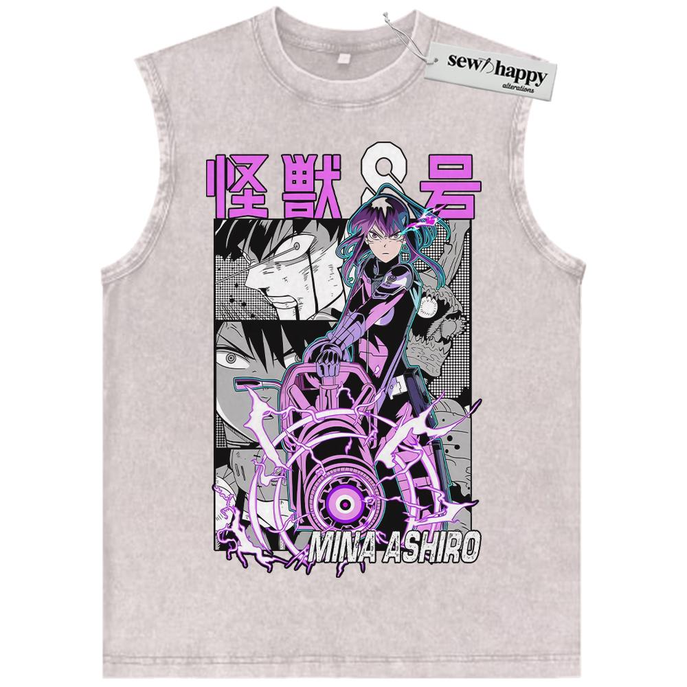 Wash Tank Top Mina Ashiro Tank Top, Kaiju No 8 Tank Top, Anime Tank Top, Vintage Tank Top