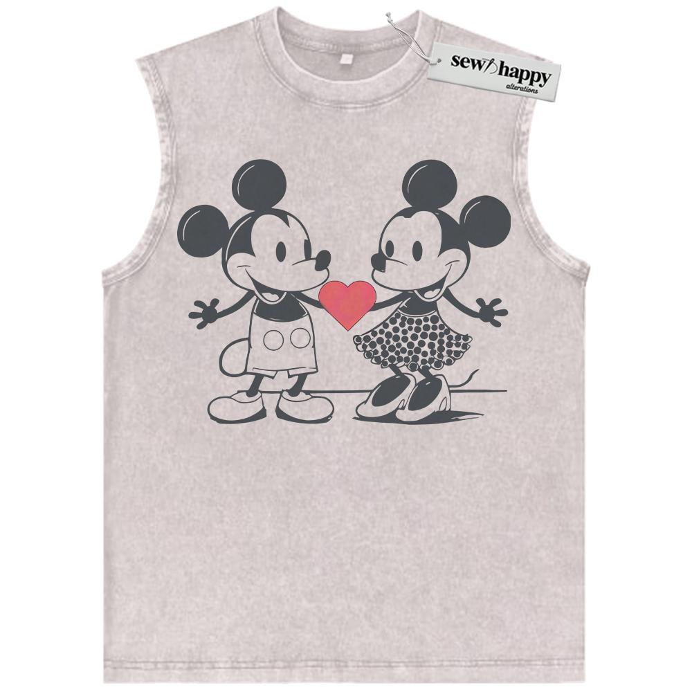 Wash Tank Top Minnie and Mickey Mouse Tank Top, Disney Tank Top, Cartoon Tank Top, Vintage Tank Top