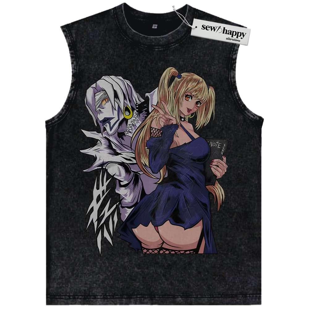 Wash Tank Top Misa Amane vs Rem Tank Top, Death Note Tank Top, Anime Tank Top, Vintage Tank Top