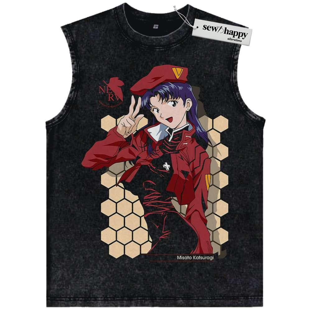 Wash Tank Top Misato Katsuragi Tank Top, Neon Genesis Evangelion Tank Top, Anime Tank Top, Vintage Tank Top