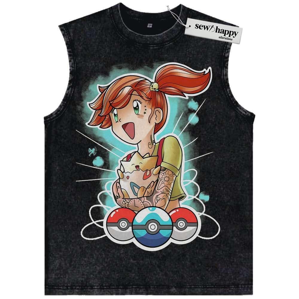 Wash Tank Top Misty vs Togepi Tank Top, Pokemon Tank Top, Anime Tank Top, Vintage Tank Top