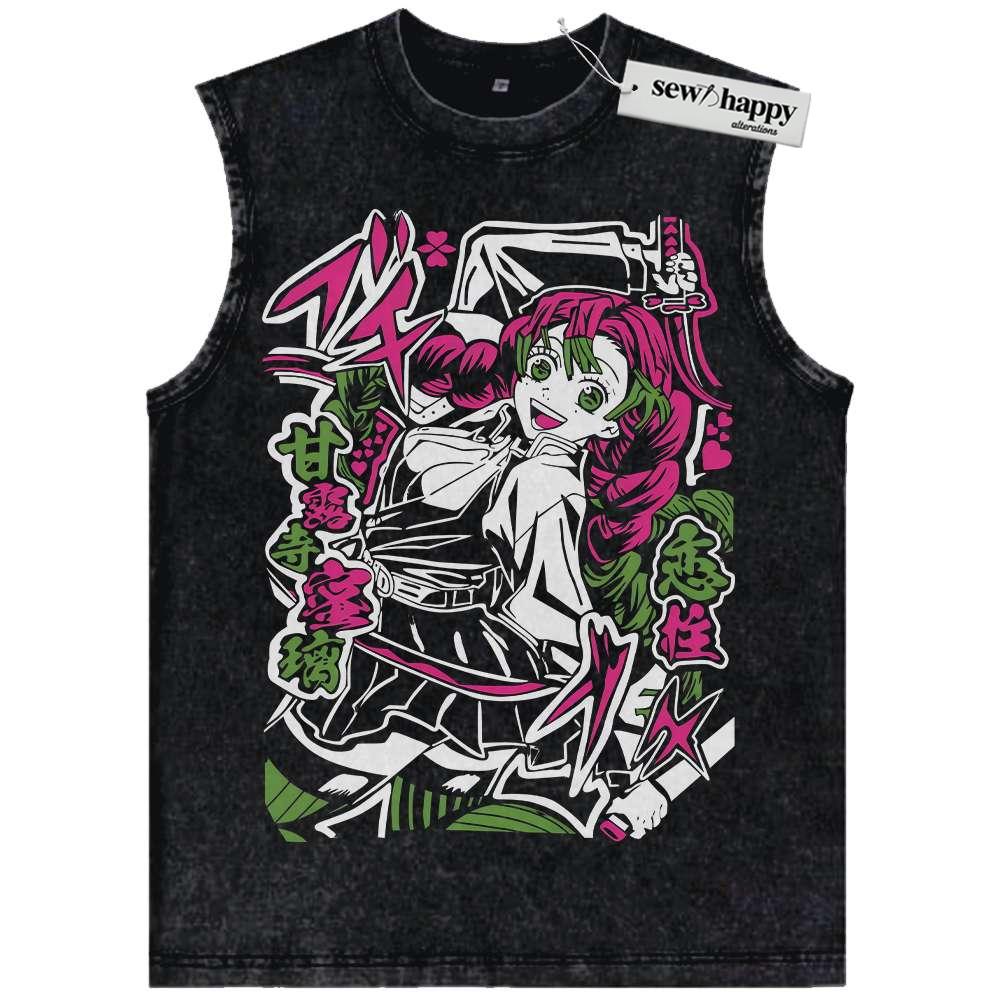Wash Tank Top Mitsuri Kanroji Tank Top, Demon Slayer Tank Top, Anime Tank Top, Vintage Tank Top