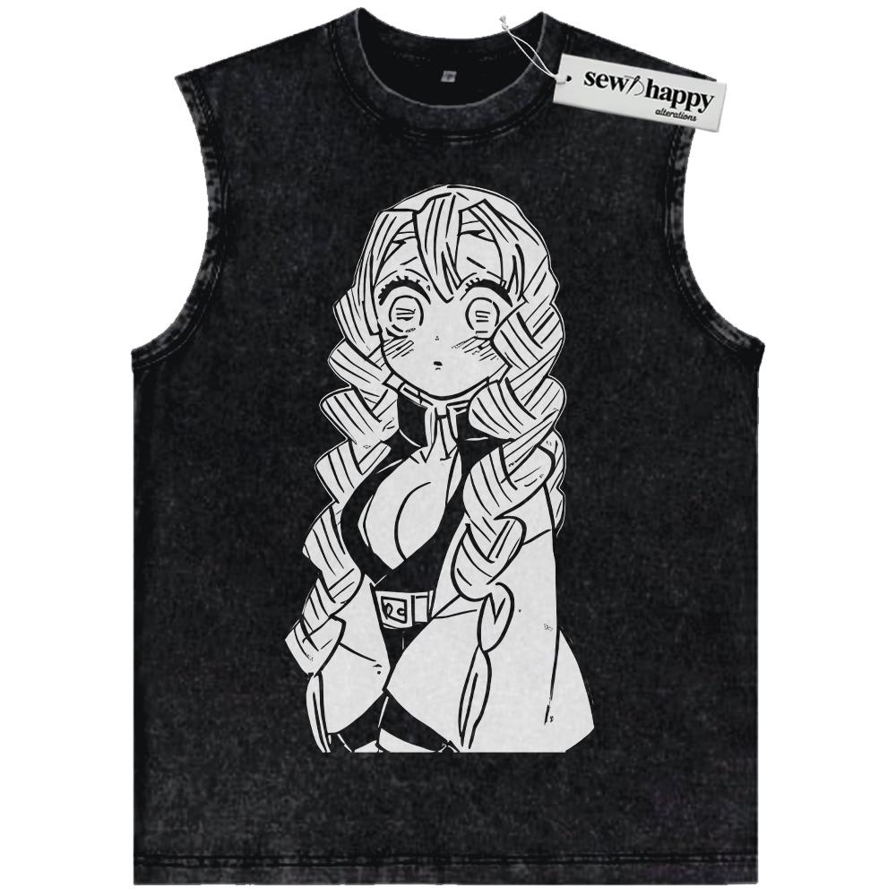 Wash Tank Top Mitsuri Kanroji Tank Top, Demon Slayer Tank Top, Anime Tank Top, Vintage Tank Top
