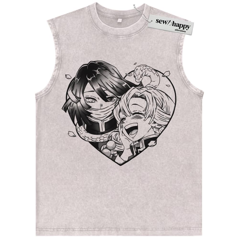 Wash Tank Top Mitsuri Kanroji Tank Top, Obanai Iguro Tank Top, Demon Slayer Tank Top, Anime Tank Top, Vintage Tank Top