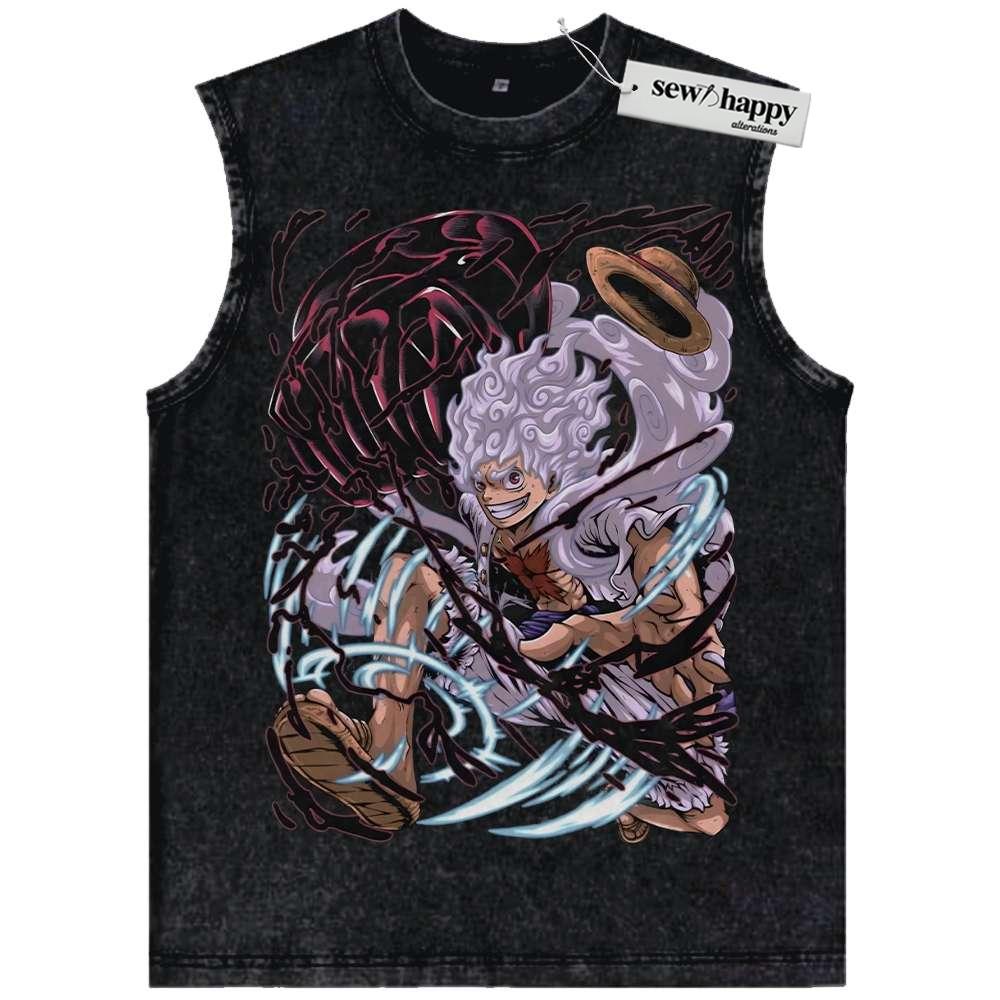 Wash Tank Top Monkey D Luffy Tank Top, God Nika Tank Top, One Piece Tank Top, Anime Tank Top, Vintage Tank Top