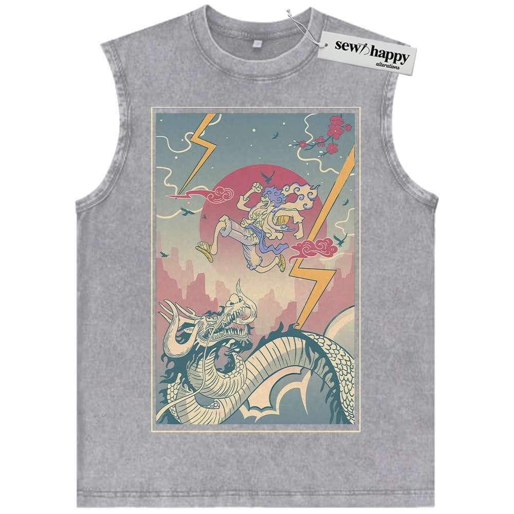 Wash Tank Top Monkey D Luffy Tank Top, Kaido Tank Top, One Piece Tank Top, Anime Tank Top, Vintage Tank Top