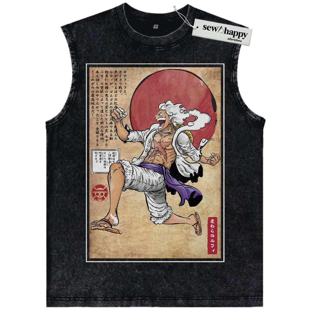 Wash Tank Top Monkey D Luffy Tank Top, Luffy Gear 5 Tank Top, One Piece Tank Top, Anime Tank Top, Vintage Tank Top