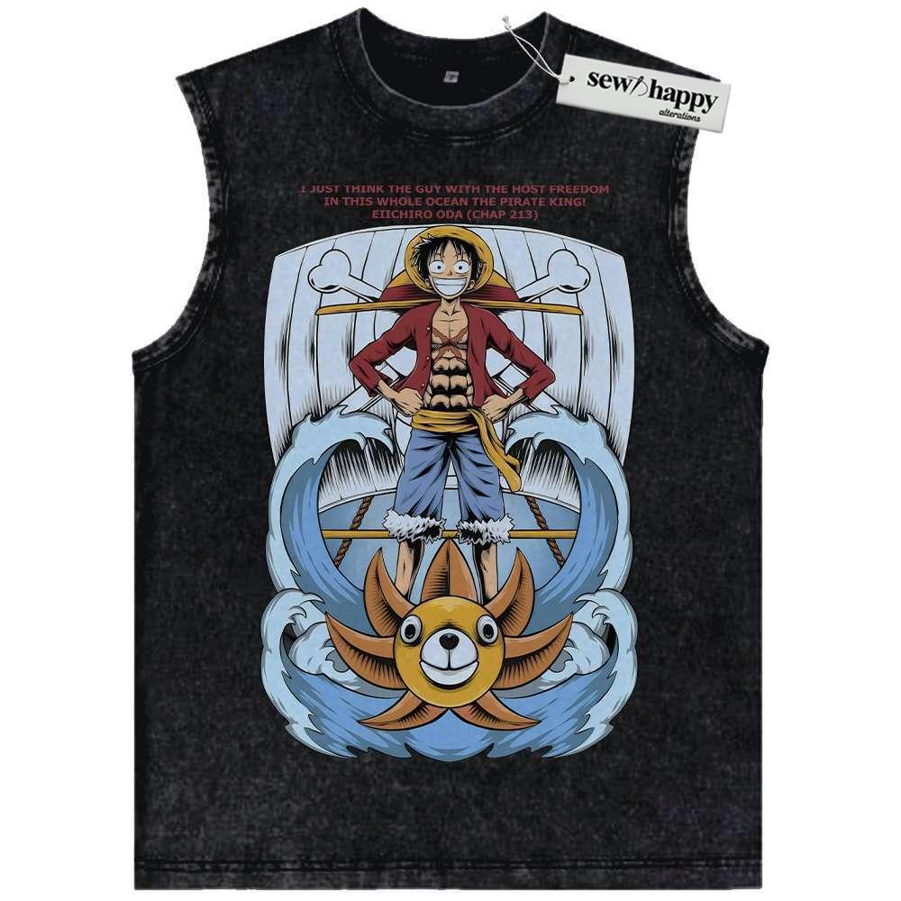 Wash Tank Top Monkey D Luffy Tank Top, One Piece Tank Top, Anime Tank Top, Vintage Tank Top